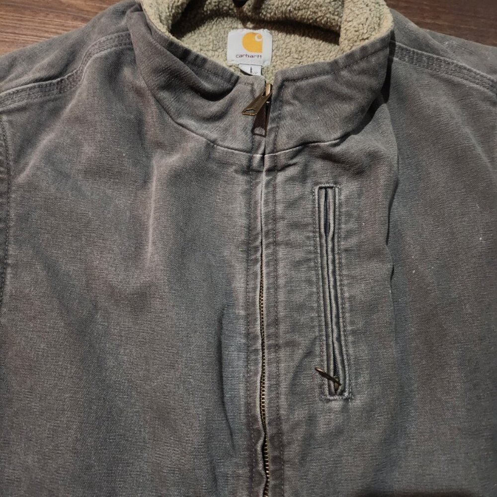 Carhartt Mens Sherpa Lined Duck Canvas Vest V33 GVL XL Gravel Gray Chore - Picture 2 of 8